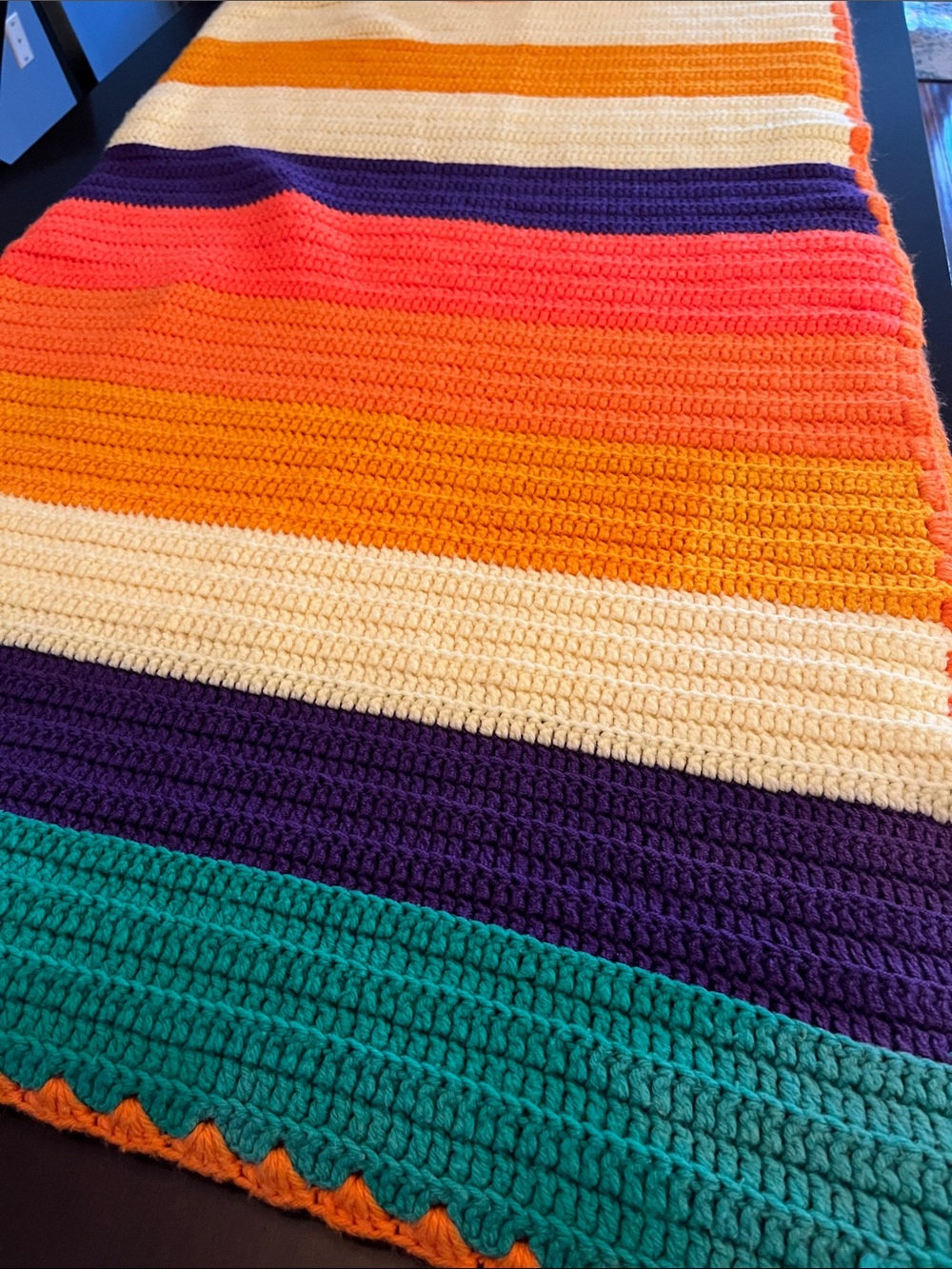 Long 100x60 Handmade Crochet Blanket for twin or XL twin bed - Picture 6 of 6
